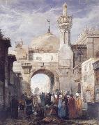 Adrien Dauzats Mosque of Al Azhar in Cairo oil on canvas